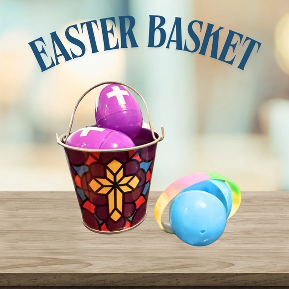 Other - Faith Easter Mini Pail Basket + 3 Prefilled Eggs
